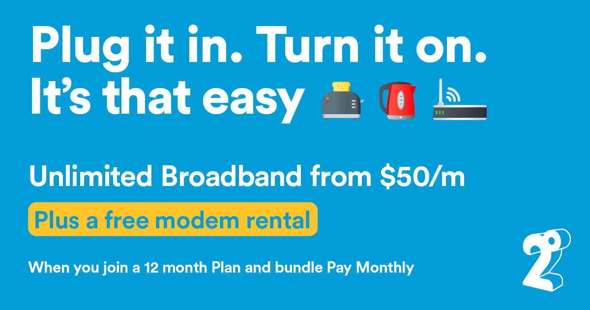 2degrees Unlimited Broadband from $50/m | Broadband Compare