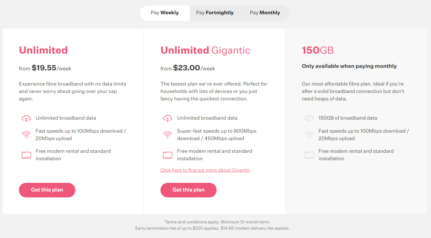 Pay weekly broadband slingshot