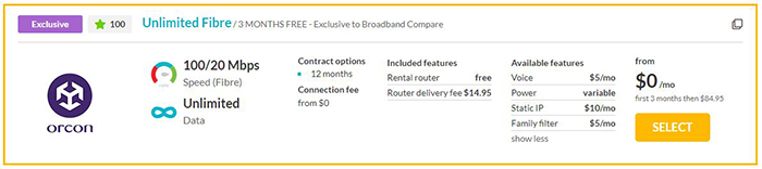 Orcon Unlimited Fibre with Family Filter