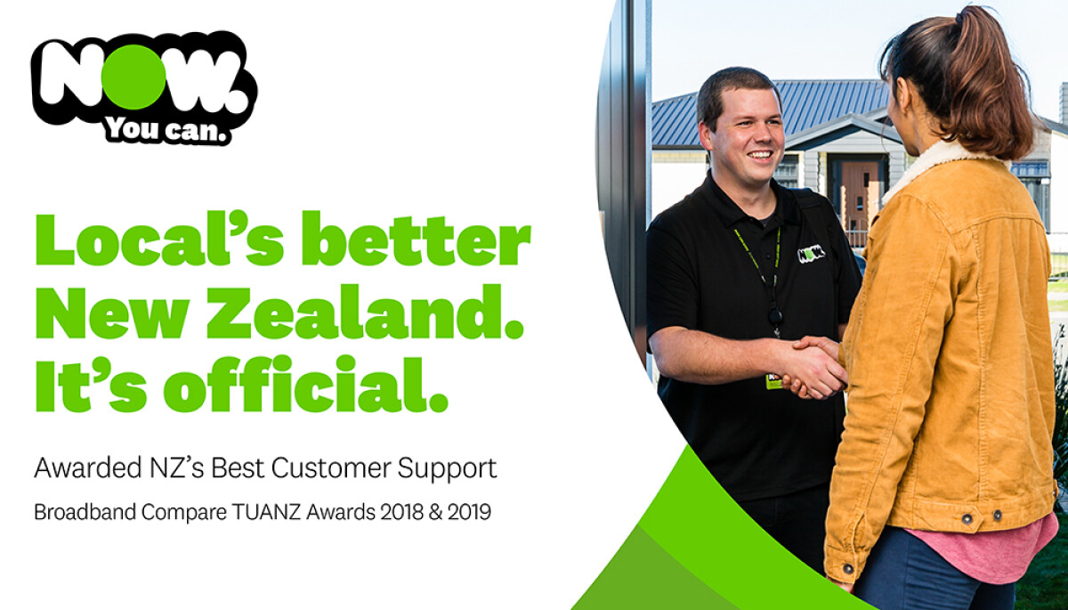 NOW broadband has won New Zealand’s ‘Best Customer Support’ for the second year