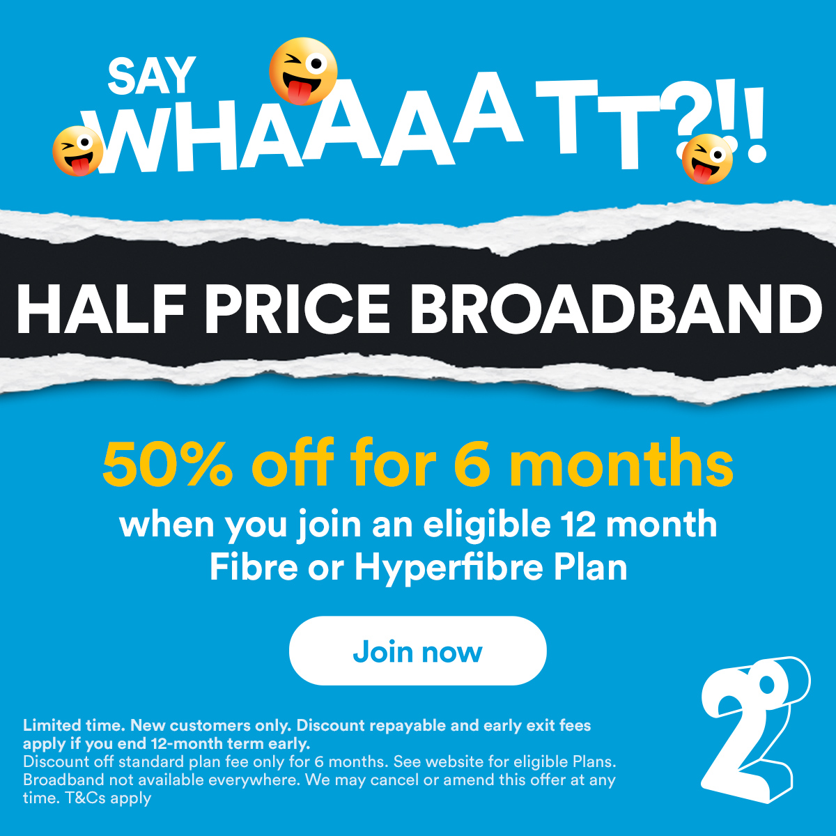 Half Price Fibre Broadband at 2degrees